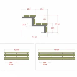 Tuintrap staal - 2 treden - inclusief treden 180 cm