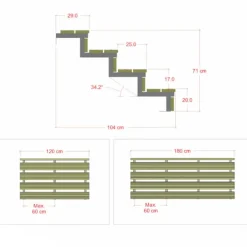 Tuintrap staal - 4 treden - inclusief treden 120 cm