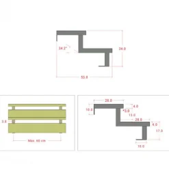 Tuintrap staal - Trapbalk 2 treden - 54 x 34 cm