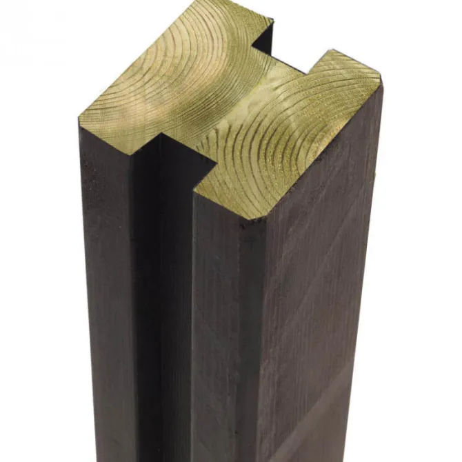 Tussenpaal rabatsysteem vuren - verlijmd 9 x 9 cm zwart geschaafd