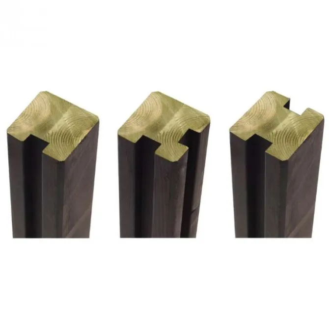 Tussenpaal rabatsysteem vuren - verlijmd 9 x 9 cm zwart geschaafd