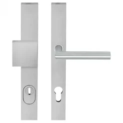 Veiligheidsset knop/kruk Forza - Claude I - Rechthoekig kerntrek - Mat RVS