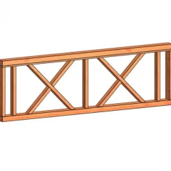 Verandahek kruis H 700 x 2230 mm onbehandeld