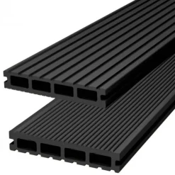 Vlonder totaalpakket composiet 2,5 x 14,6 cm Lava (2,2 mtr) groeven/ribbel