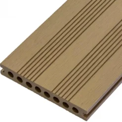 Vlonder totaalpakket composiet semi massief 2,1 x 14 cm teak bruin (4 mtr) fijne ribbel en vlak