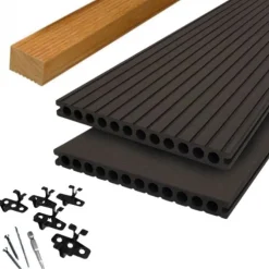 Vlonder totaalpakket composiet semi massief 2,5 x 25 cm - XWB Lava (5 mtr) vlak/grove ribbel