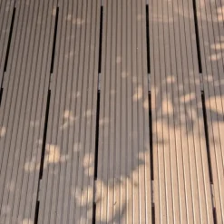 Vlonder totaalpakket composiet 2,1 x 14 cm donker bruin (5 mtr) vlak/grove ribbel