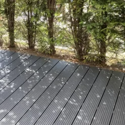 Vlonder totaalpakket composiet 2,1 x 14 cm antraciet (3 mtr) vlak/grove ribbel