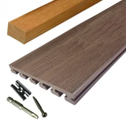 Vlonder totaalpakket composiet 2,5 x 21 cm Ipé (4 mtr) vlak/schorsmotief