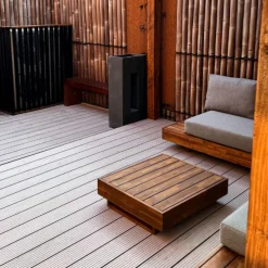 Vlonder totaalpakket composiet 2,1 x 14 cm steengrijs gevlamd (5 mtr) vlak/grove ribbel