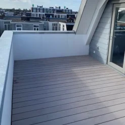 Vlonder totaalpakket composiet 2,1 x 14 cm steengrijs gevlamd (5 mtr) vlak/grove ribbel