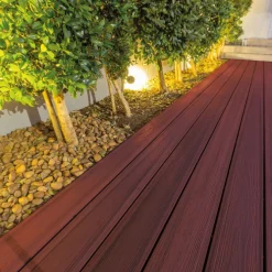 Vlonder totaalpakket composiet 2,5 x 21 cm Padoek (5 mtr) vlak/schorsmotief