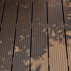 Vlonder totaalpakket composiet 2,1 x 14 cm donker bruin (3 mtr) vlak/grove ribbel