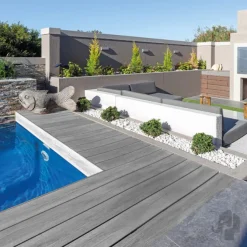 Vlonder totaalpakket composiet massief 2,4 x 19 cm driftwood grey (5 mtr) schorsmotief