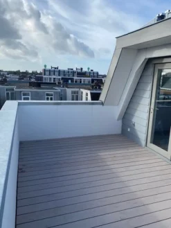 Vlonder totaalpakket composiet semi massief 2,1 x 14 cm steengrijs gevlamd (4 mtr) fijne ribbel en vlak