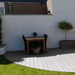 Vlonder totaalpakket composiet 2,1 x 14 cm grey (5 mtr) vlak/grove ribbel