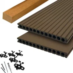 Vlonder totaalpakket composiet semi massief 2,5 x 25 cm - XWB Douala (3 mtr) vlak/grove ribbel