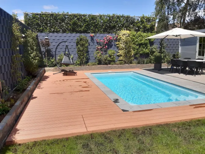 Vlonder totaalpakket composiet 2,5 x 14,6 cm Havana (5 mtr) grove ribbel