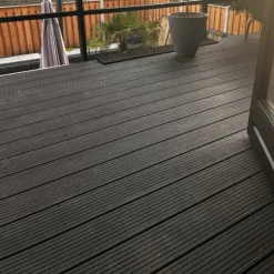 Vlonder totaalpakket composiet 2,1 x 14 cm antraciet (4 mtr) vlak/grove ribbel