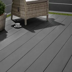 Vlonder totaalpakket composiet 2,5 x 19 cm antraciet (3 mtr) vlak/grove ribbel geschuurd