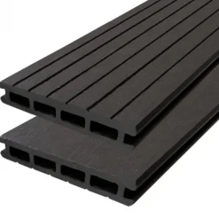 Vlonderplank composiet 2,1 x 14,5 cm antraciet grove ribbel en vlak