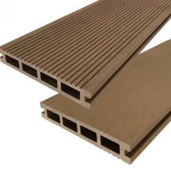 Vlonderplank composiet 2,5 x 16 cm teak ribbel/vlak