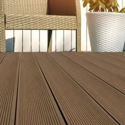 Vlonderplank composiet 2,5 x 16 cm teak ribbel/vlak