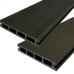 Vlonderplank composiet 2,5 x 16 cm antraciet ribbel/vlak