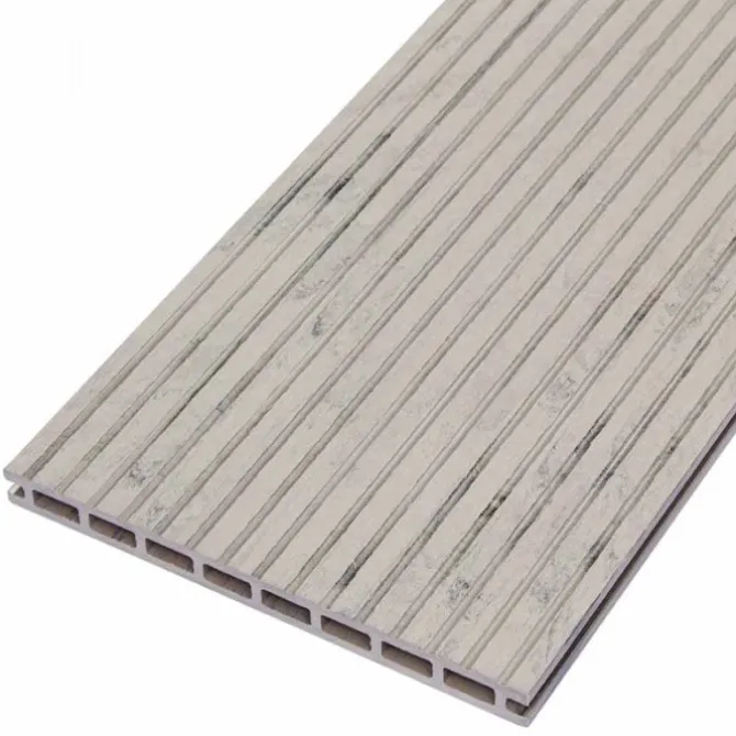 Vlonderplank composiet 2,1 x 25 cm - XXL steengrijs gevlamd (4 mtr) grove ribbel en vlak