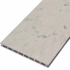 Vlonderplank composiet 2,1 x 25 cm - XXL steengrijs gevlamd (4 mtr) grove ribbel en vlak