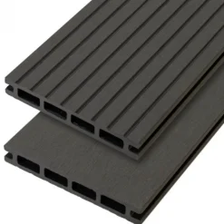 Vlonderplank composiet 2,1 x 14 cm grey grove ribbel en vlak