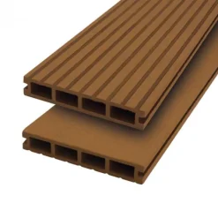 Vlonderplank composiet 2,5 x 14,6 cm Havana vlak en grove ribbel