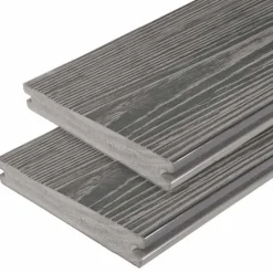 Vlonderplank composiet massief 2,4 x 19 cm driftwood grey schorsmotief