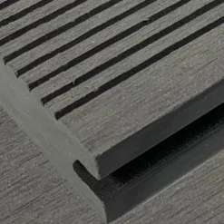 Vlonderplank composiet massief 1,9 x 14 cm grijs vlak en grove ribbel