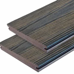 Vlonderplank composiet massief 2,4 x 19 cm driftwood dark schorsmotief