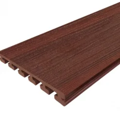 Vlonderplank composiet semi massief 2,5 x 21 cm Padoek (rood) vlak/schorsmotief