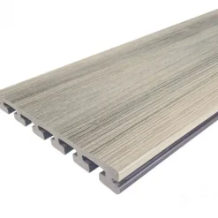 Vlonderplank composiet semi massief 2,5 x 21 cm Ibiza (grijs) vlak/schorsmotief