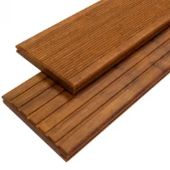 Vlonderplank totaalpakket bamboe Primus geolied coffee 2,0 x 14 cm (2,20 mtr) groef/fijne ribbel