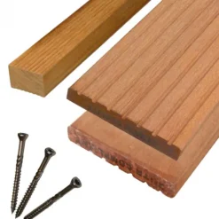 Vlonderplank totaalpakket hardhout Bankirai 2,5 x 14,5 cm (3,05 mtr) groef/vlak