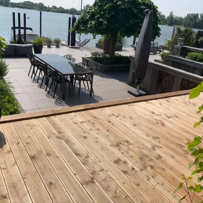 Vlonderplank totaalpakket Douglas 2,5 x 14 cm (5,00 mtr) gedroogd groef/ribbel