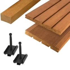 Vlonderplank totaalpakket bamboe 2,0 x 20,0 cm (2,50 mtr) groef/fijne ribbel