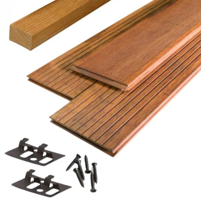 Vlonderplank totaalpakket bamboe Prestige geolied coffee 2,0 x 14 cm (2,20 mtr) groef/fijne ribbel