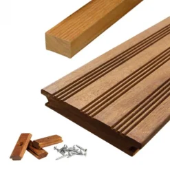 Vlonderplank totaalpakket Ipé 21 x 120 mm (2,15 mtr) geschaafd semi-ribbel voor clips