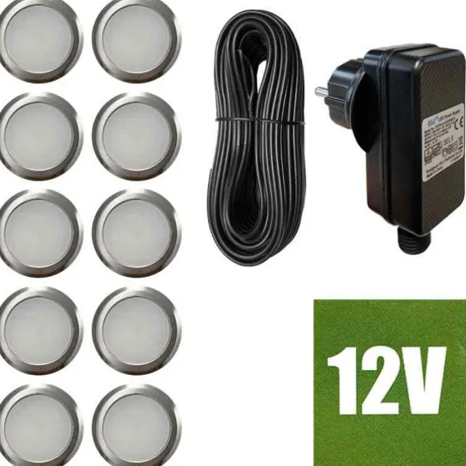 Vlonderspot set Luxi - 12 volt - 80 mm (set 10 stuks)