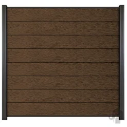 Zelfbouw schutting composiet Modular co-ex natural dark brown met zwarte profielen (180 x 180 cm)