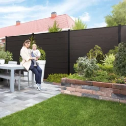 Zelfbouw schutting composiet Modular co-ex antraciet met antraciet profielen (180 x 180 cm)