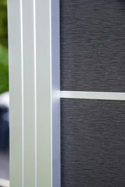 Zelfbouw schutting composiet Modular rock grey met blank alu accessoires (180 x 97 cm)
