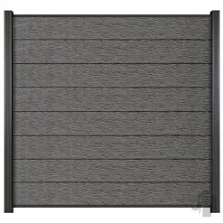 Zelfbouw schutting composiet Modular co-ex rock grey met antraciet profielen (180 x 180 cm)