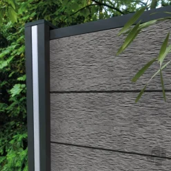 Zelfbouw schutting composiet Modular co-ex rock grey met antraciet profielen (180 x 180 cm)