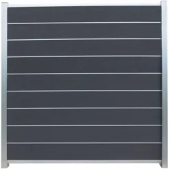 Zelfbouw schutting composiet Modular rock grey met blank alu accessoires (180 x 200 cm)